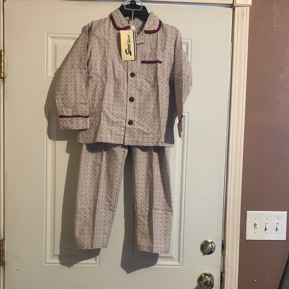 New Star West Kids Pajamas - Cream and Red